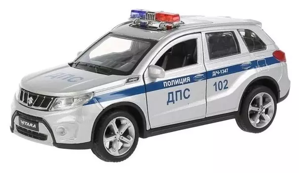 Машина металлическая «Suzuki Vitara полиция», 12 см, открываются двери и багажник, цвет серебристый
