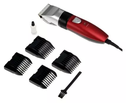 Машинка для стрижки Luazon Ltri-22, 2.5 Вт, насадки 3/6/9/12 мм, керамич. нож, акб, красная