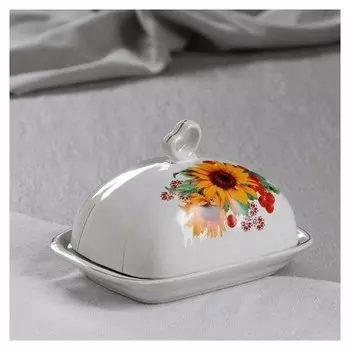 Масленка "Цветы", деколь, 15.5 см