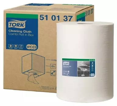 Материал протирочный нетканый Tork W1/w2/w3 400лx1рул/кор, белый 510137