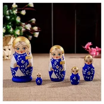 Матрешка "Жженка", синяя, 5 кукольная