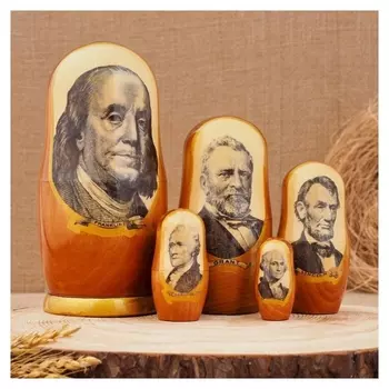 Матрёшка «Доллары», 5 кукольная, 17 см