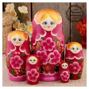 Матрёшка «Фиалки», розовое платье, 5 кукольная, 18 см