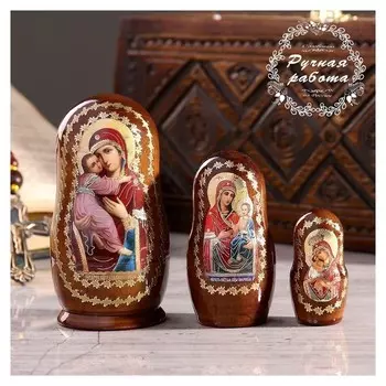 Матрёшка «Православная», 3 кукольная, владимирская, иверская, почаевская