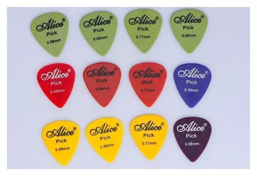 Медиаторы Alice Ap-12t, делрин, 12шт, 4 толщины