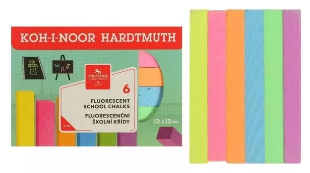 Мелки цветные 6 штук Koh-i-noor 1125, прямоугольные, флуор