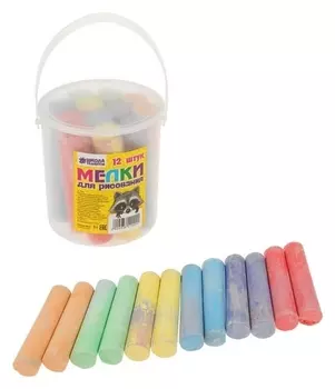 Мелки для рисования набор 12 шт., 6 цветов