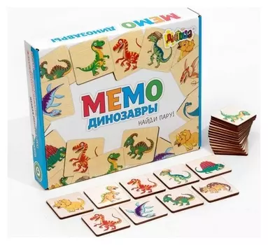 Мемори «Динозавры» 24 деревянных элемента