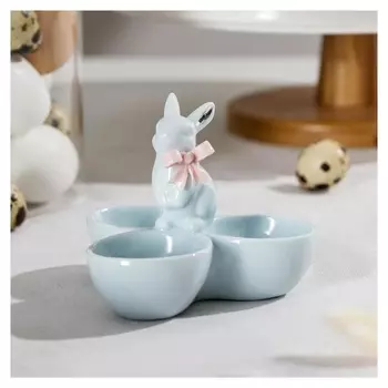 Менажница 3 ячейки «Кролик», 11,5×9,5 см, цвет голубой