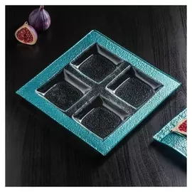 Менажница 4 секции «Сияние», 25×25×2,5 см, цвет бирюза