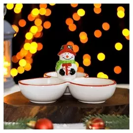 Менажница доляна «Снеговик», 3 ячейки, 80 мл, 16,5×16×9,5 см