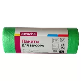 Мешки для мусора ПНД 60л 10мкм 30шт/рул зеленые 58x66см Attache