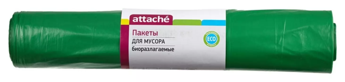 Мешки для мусора ПВД 120л 40мкм 20шт/рул зеленые 70x110см Attache Bio