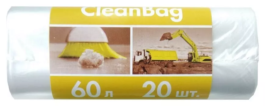 Мешки для мусора ПВД 60л 10мкм 20шт/рул прозрачные 56x68см