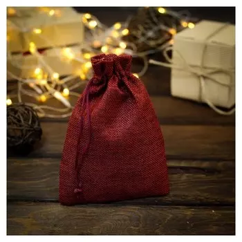 Мешочек подарочный из холщи, красный, 13 х 18 см