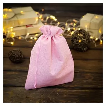 Мешочек подарочный из холщи, розовый, 20 х 28 см