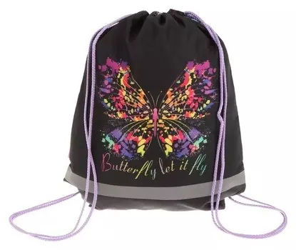 Мешок для обуви Erich Krause, 440 х 365 мм, Butterfly, чёрный/разноцветный