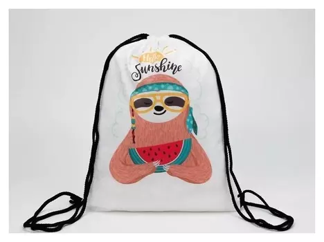 Мешок для обуви, отдел на шнурке, цвет белый, «Ленивец»