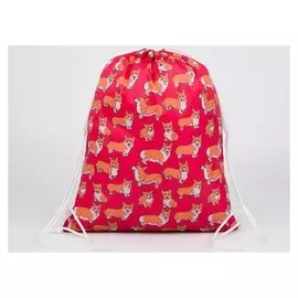 Мешок для обуви, отдел на шнурке, цвет красный, «Корги»