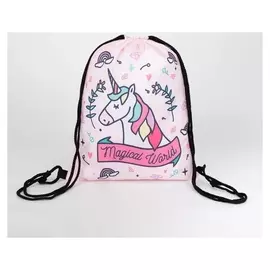 Мешок для обуви, отдел на шнурке, цвет розовый, «Единорог»