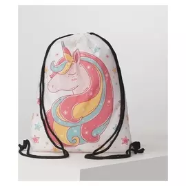 Мешок для обуви, отдел на шнурке, цвет розовый, «Единорог»