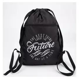 Мешок для обуви, отдел на шнурке, наружный карман, цвет чёрный