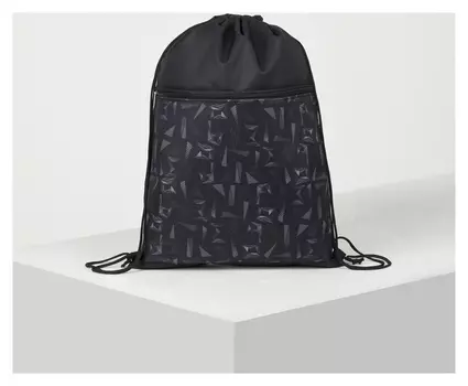 Мешок для обуви, отдел на шнурке, наружный карман на молнии, цвет чёрный