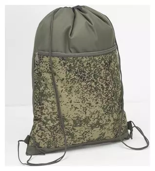 Мешок для обуви, отдел на шнурке, наружный карман на молнии, цвет хаки