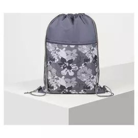 Мешок для обуви, отдел на шнурке, наружный карман на молнии, цвет серый