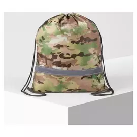 Мешок для обуви, отдел на шнурке, со светоотражающей полосой, цвет камуфляж