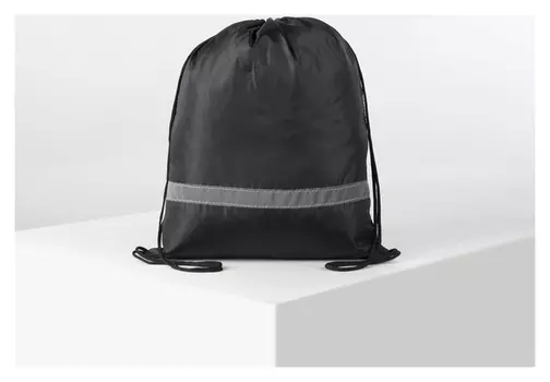 Мешок для обуви, отдел на шнурке, светоотражающая полоса, цвет чёрный