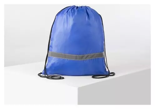 Мешок для обуви, отдел на шнурке, светоотражающая полоса, цвет голубой