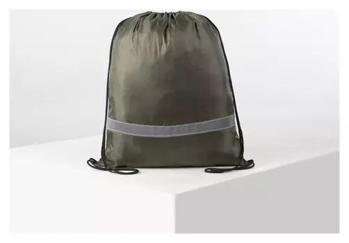 Мешок для обуви, отдел на шнурке, светоотражающая полоса, цвет хаки