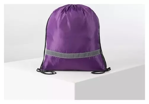 Мешок для обуви, отдел на шнурке, светоотражающая полоса, цвет сиреневый
