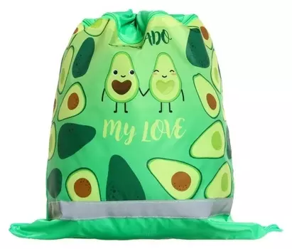 Мешок для обуви с карманом 420 х 340 мм, со светоотражающей полосой, "Авокадо лав"