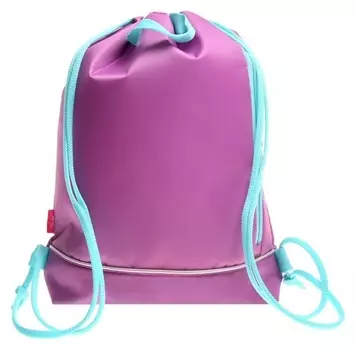 Мешок для обуви с карманом 430 х 360 х 90 мм, с расширением, с ручкой-петлей, светоотражающая полоса, оникс мо-31с-48, сиреневый/мятный