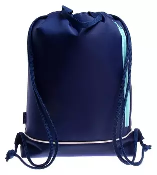 Мешок для обуви с карманом 430 х 360 х 90 мм, с расширением, с ручкой-петлей, светоотражающая полоса, оникс мо-31с-48, тёмно-синий