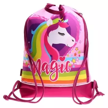 Мешок для обуви с карманом 430 х 360 мм, с ручкой-петлей, "Оникс", мо-31с-21,"яркий единорог"