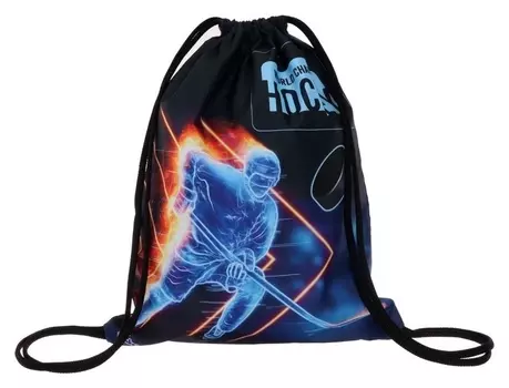 Мешок для обуви с карманом, 470 х 370 мм, с ручкой-петлей, "Оникс", мо-26-1-2р,"хоккей в огне"