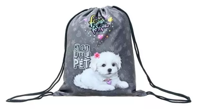 Мешок для обуви Stavia, 435 х 360 мм, "Белая собачка", мультиколор