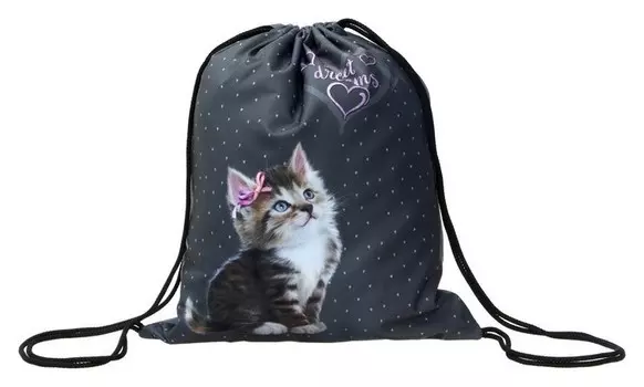 Мешок для обуви Stavia, 435 х 360 мм, "Котенок с бантиком", мультиколор