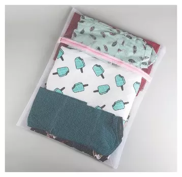 Мешок для стирки белья доляна, 50×60 см, крупная сетка, цвет белый