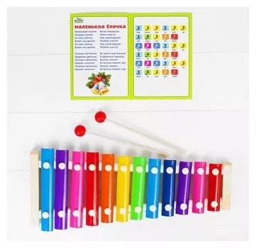 Металлофон, 12 тонов, карточки с песнями