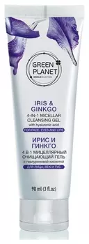 Мицеллярный очищающий гель с гиалуроновой кислотой для лица, век и губ Ирис и гинкго 4 в 1