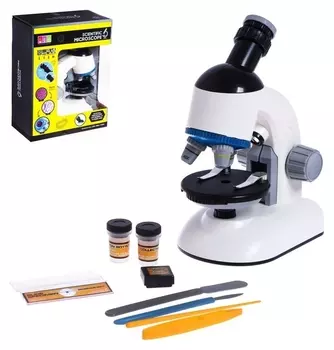Микроскоп детский «Юный ученый» кратность х100, х400, х1200, подсветка, цвет белый