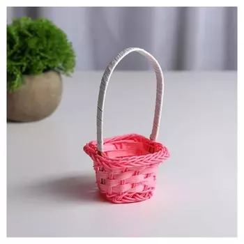 Миниатюра кукольная - корзинка, цвет розовый