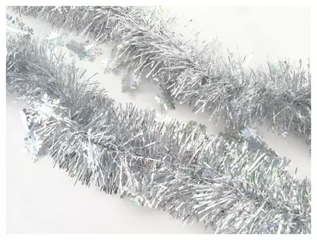 Мишура серебро со снежинками 2 м