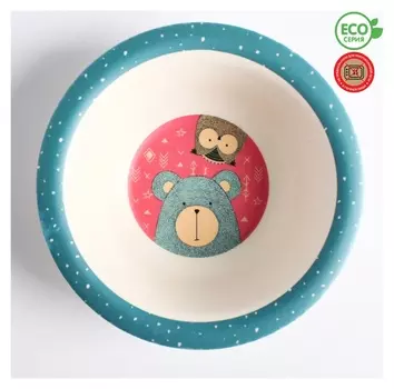 Миска детская из бамбука Мишка и сова