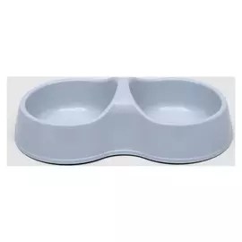 Миска двойная "Мур-мяу" 0,2 л, серый