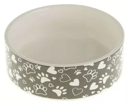 Миска керамическая "Лапки", 11,5 х 4,5 см, серая